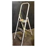 Three-Step Folding Ladder with Worn Wooden Steps