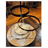 Wooden Serving Platter with Metal Stand and Protec