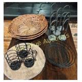 Set of Vintage Baskets and Metal Holders for Home