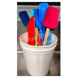 Colorful Silicone Spatulas in White Bucket for Kit