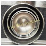 Set of Four Stainless Steel Mixing Bowls in Nested