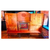 Rustic Wooden Bench with Folding Doors and Metal L