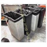Set of Three Industrial Trash Bins with Liners