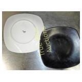 Set of Two Square Plates: Black and White Ceramic