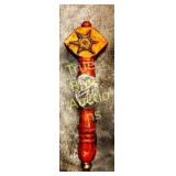 Vintage Wooden Handle with Metal Emblem and Decora