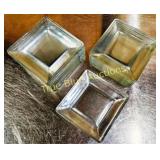 Set of Three Vintage Square Glass Bowls