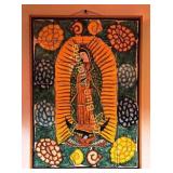 Colorful Tile Artwork Depicting Religious Figure w