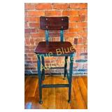 Metal and Wood Bar Stool with Backrest and Footres