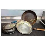 Set of Three Used Cooking Pans with Various Condit