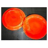 Set of Two Vintage Orange Ceramic Plates