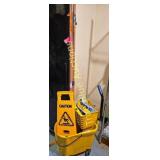 Yellow Caution Wet Floor Sign with Mop Bucket and