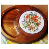 Vintage Oval Cheese Board with Decorative Plate an