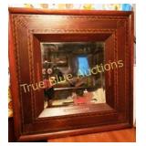 Decorative Wooden Framed Mirror with Intricate Inl