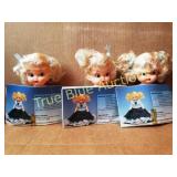 Set of Three Vintage Doll Heads with Instruction B