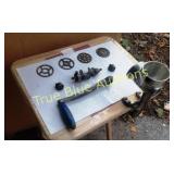 Vintage Meat Grinder with Various Discs and Compon