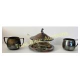 Vintage Silver-Plated Serving Set with Glass Bowl