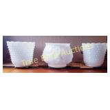 Set of Three Vintage Milk Glass Candle Holders