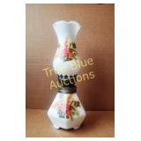 Vintage Oil Lamp with Floral Design and Candlewick