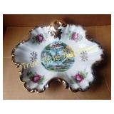 Gold Trimmed Scalloped Dish Featuring Washington D