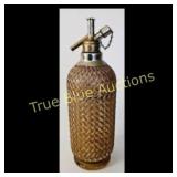 Vintage Glass Seltzer Bottle with Woven Mesh Cover