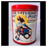 Vintage The Saturday Evening Post Tin Canister wit