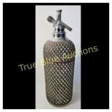 Vintage Glass Seltzer Bottle with Woven Mesh Cover
