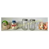 Vintage Snowman Salt and Pepper Shakers with Mason