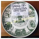 Grange Fair Centennial Plate 1874-1974 Decorative