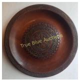 Decorative Wooden Plate with Intricate Carvings an