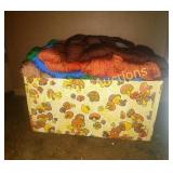 Box of Various Yarn Skeins in Colorful Patterns an