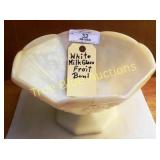 White Milk Glass Fruit Bowl with Floral Design and