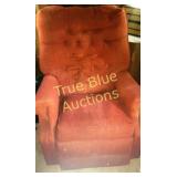 Vintage Recliner Chair in Orange Fabric with Butto