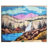 Two Vintage Landscape Paintings Featuring Waterfal
