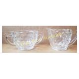 Vintage Glass Creamer and Sugar Bowl Set