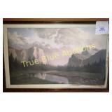 Framed Landscape Painting with Mountains and River