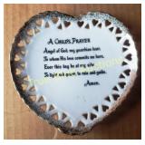 Heart-Shaped Porcelain Plate with Prayer Inscripti