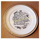 Decorative Plate with Lord's Prayer and Gold Trim