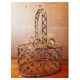 Decorative Metal Basket with Colorful Beads and Ha