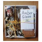 Amber Glass Dish Set with Square and Round Designs
