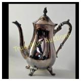 Antique Silver Plated Coffee Pot with Ornate Desig