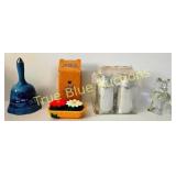 Blue Ceramic Bell with Silver Plated Handle and Sc