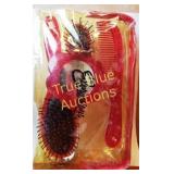 Red Hairbrush and Comb Set in Packaging