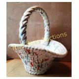 Ceramic Basket with Twisted Handle and Colorful Sp
