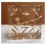 Clear Acrylic Block with Embedded Coins and Discs