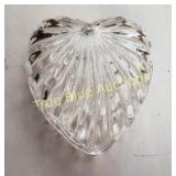 Vintage Heart-Shaped Glass Dish Set with Ribbed De