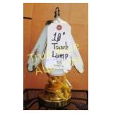 10-Inch Touch Lamp with Floral Design and Gold Bas