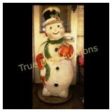 Vintage Plastic Snowman Decoration with Scarf and