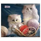 Framed Artwork of Cats with Yarn