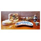 Vintage Ceramic Figurines and Boot Planter Set