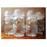 Set of Four Vintage Glass Bear Jars with Lids